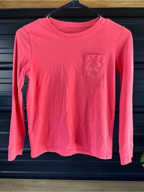 Girl’s Vineyard Vines Coral Long-Sleeve Pocket Tee